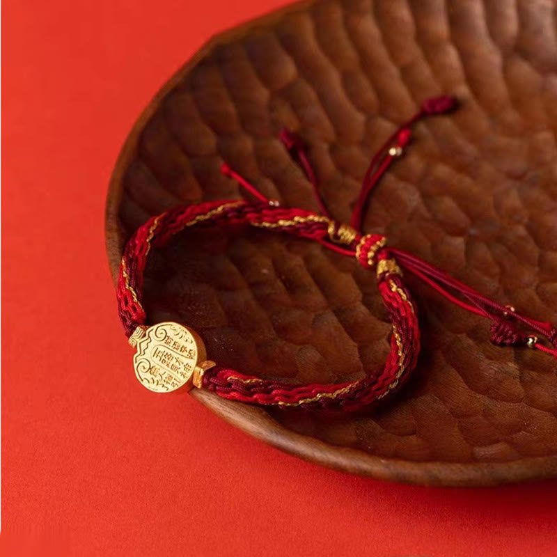 Fortune Jewel Five Directions Gods of Wealth Handmade Reincarnation Knot Protection String Braid Bracelet