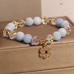 Fortune Jewel Natural Aquamarine Flower Healing Crystal Bracelet