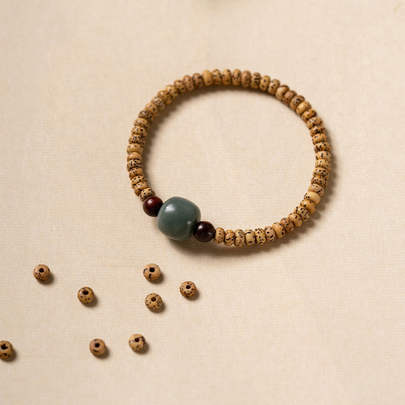 Fortune Jewel Bodhi Seed Small Leaf Red Sandalwood Wisdom Bracelet