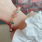 Fortune Jewel Natural Strawberry Quartz Colorful Crystal Positive Bracelet