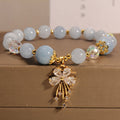 Fortune Jewel Aquamarine Pink Crystal Healing Zircon Butterfly Charm Bracelet