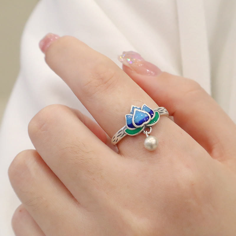 Fortune Jewel Lotus Flower Pattern Enlightenment Ring Fortune Jewel