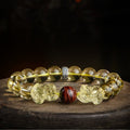 Fortune Jewel Natural Citrine Double PiXiu Tiger Eye Prosperity Protection Bracelet