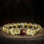 Fortune Jewel Natural Citrine Double PiXiu Tiger Eye Prosperity Protection Bracelet