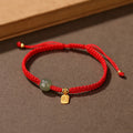 Fortune Jewel 925 Sterling Silver Hetian Jade Blessing Wealth Red String Bracelet