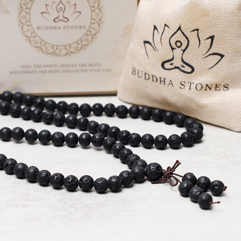 Fortune Jewel 108 Natural Lava Rock Beads Prayer Mala Bracelet Necklace
