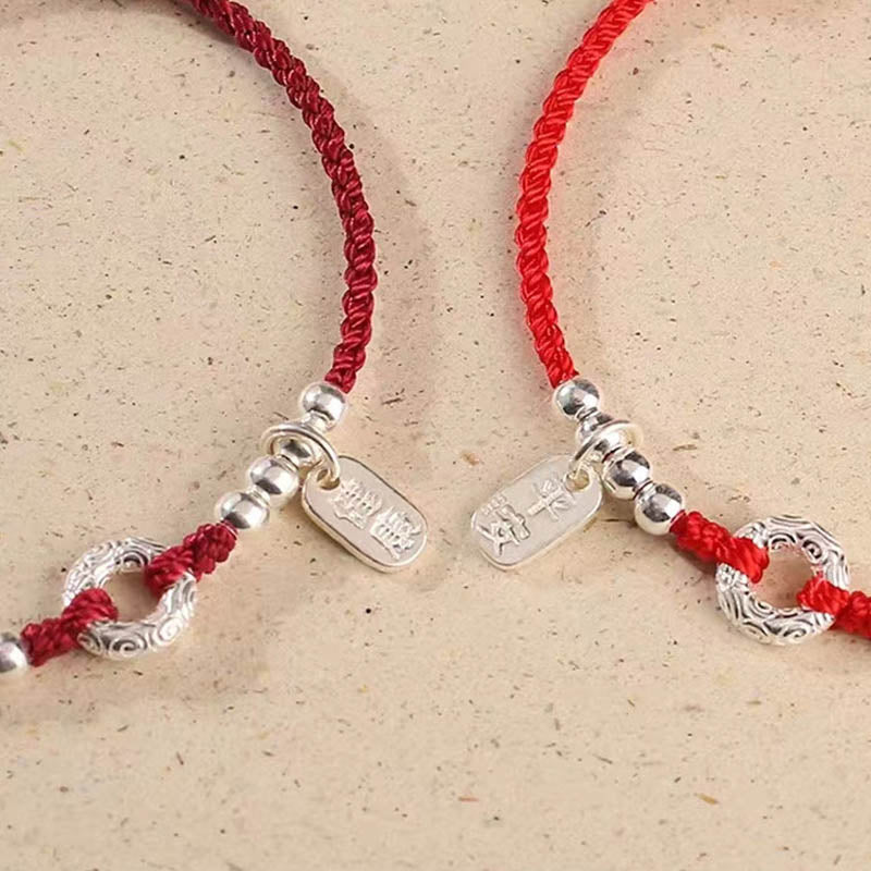 Fortune Jewel 925 Sterling Silver Auspicious Clouds Peace Buckle Safe And Sound Bracelet Anklet
