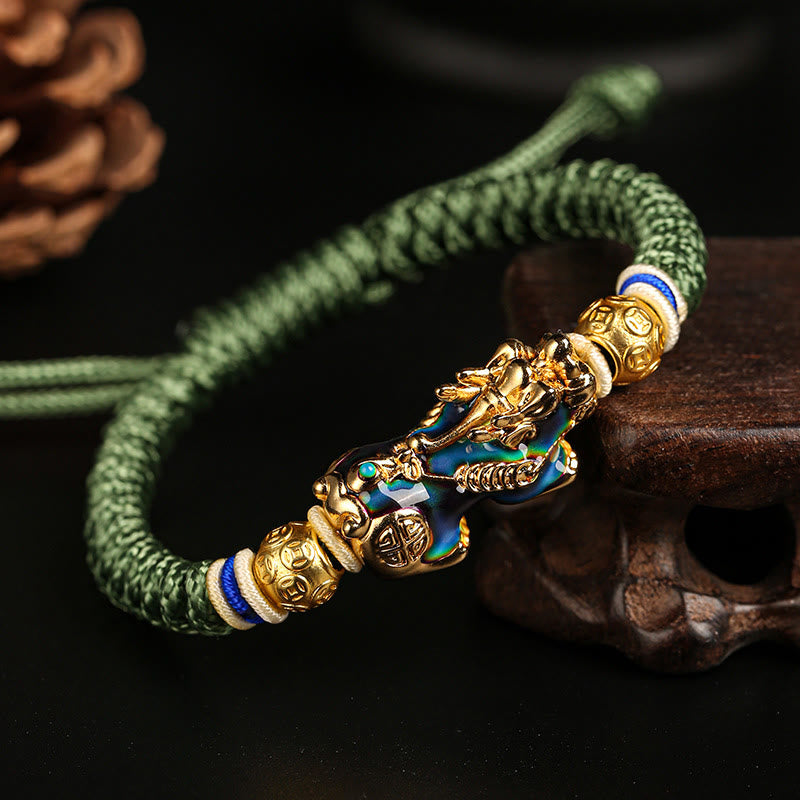 Fortune Jewel Feng Shui PiXiu Color Change Copper Coin Beads Wealth String Bracelet