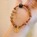 Fortune Jewel Tibetan Bodhi Seed Black Onyx Smoky Quartz Om Mani Padme Hum Fu Character Wealth Bracelet