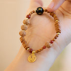 Fortune Jewel Tibetan Bodhi Seed Black Onyx Smoky Quartz Om Mani Padme Hum Fu Character Wealth Bracelet