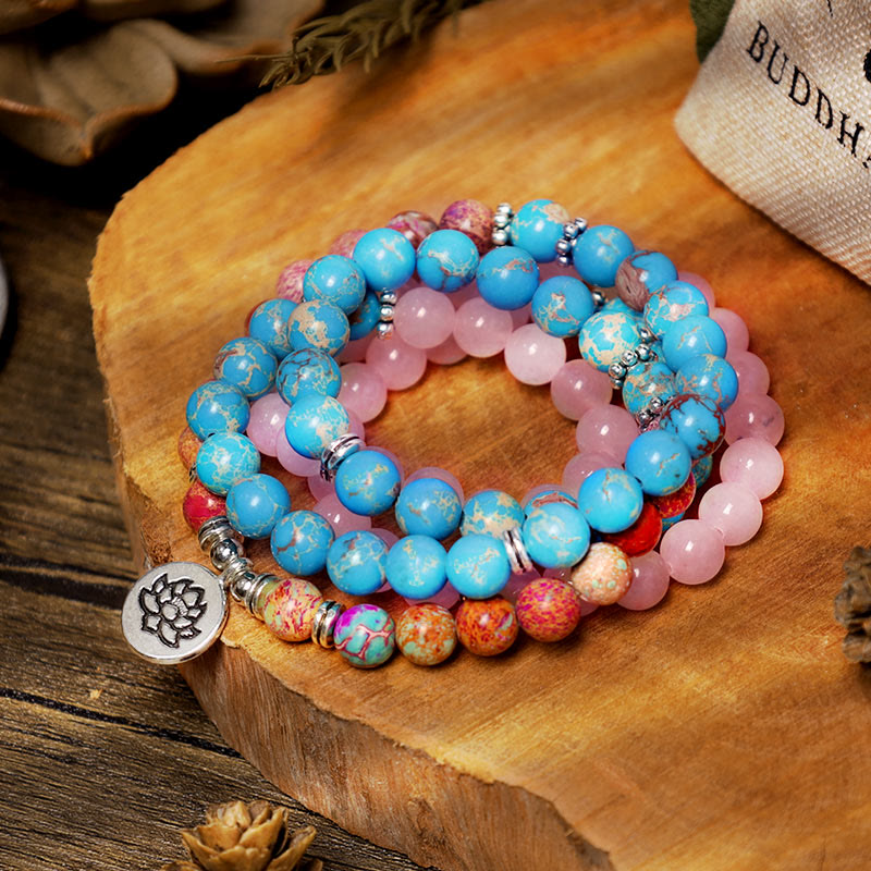 Fortune Jewel Tibetan Purple Miano Real Bead Harmony Lotus Mala