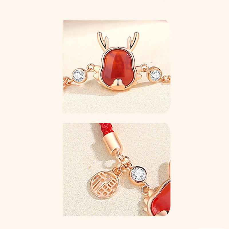 ❗❗❗A Flash Sale- Fortune Jewel 925 Sterling Silver Year of the Dragon Natural Red Agate Dragon Attract Fortune Fu Character Strength Bracelet Necklace Pendant Earrings