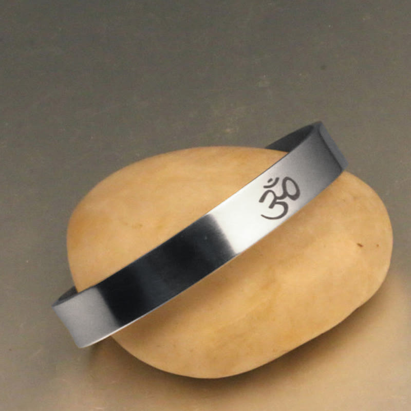 Fortune Jewel Tibetan OM Symbol Mindfulness Cuff Bracelet Bangle