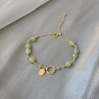 Fortune Jewel 14k Gold Plated Hetian Jade Beaded Prosperity Chain Bracelet