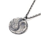 Fortune Jewel 990 Sterling Silver Yin Yang Hammer Texture Harmony Necklace Pendant Fortune Jewel