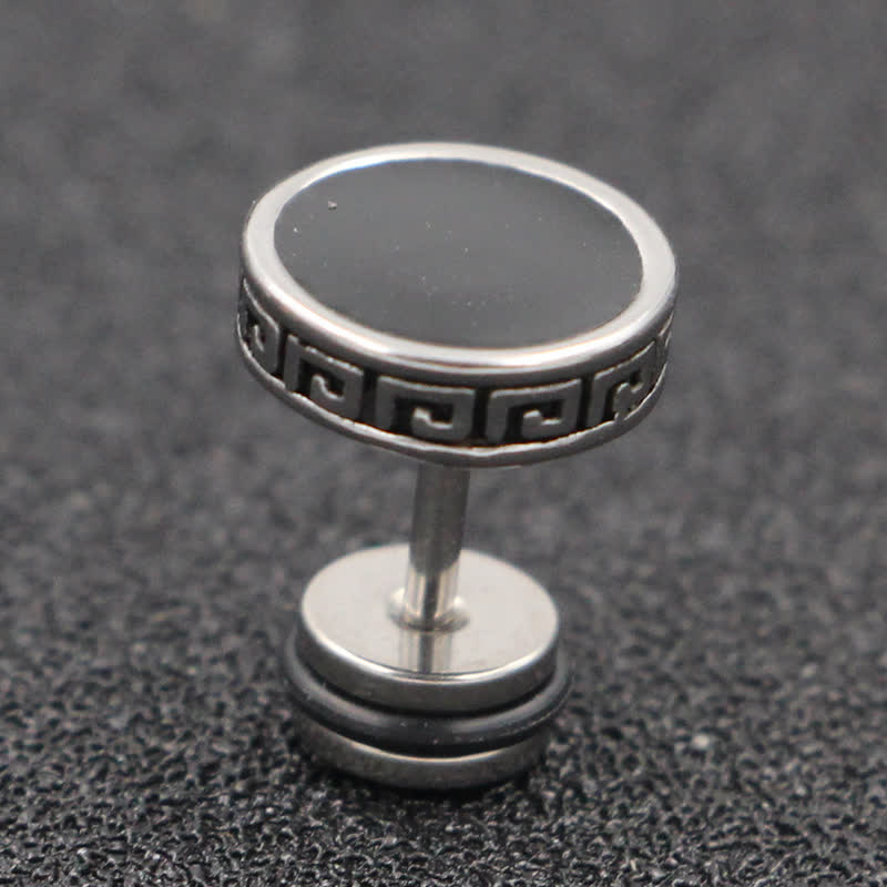 Fortune Jewel Cool Men Titanium Steel Balance Round Stud Earrings