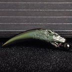 Fortune Jewel Natural Black Obsidian Ice Obsidian Rainbow Obsidian Wolf Tooth Pattern Strength Necklace Pendant
