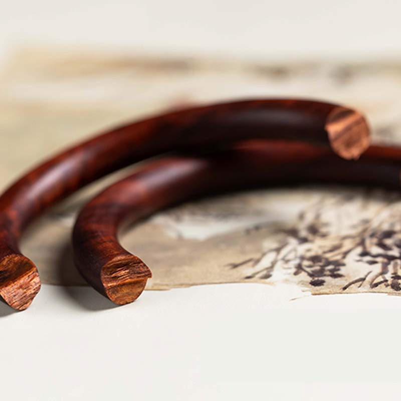 Fortune Jewel Tibetan Small Leaf Red Sandalwood Ebony Green Sandalwood Protection Bracelet Bangle
