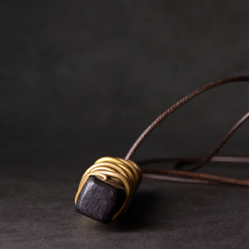 Fortune Jewel Tibet Ebony Wood Copper Balance Peace Necklace Pendant Fortune Jewel