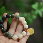 Fortune Jewel Gradient Bodhi Seed Amber Lotus Peace Bracelet