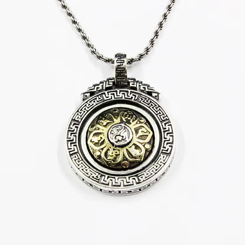 Fortune Jewel Tibetan Om Mani Padme Hum Double Dorje Vajra Rotatable Purity Peace Necklace Pendant