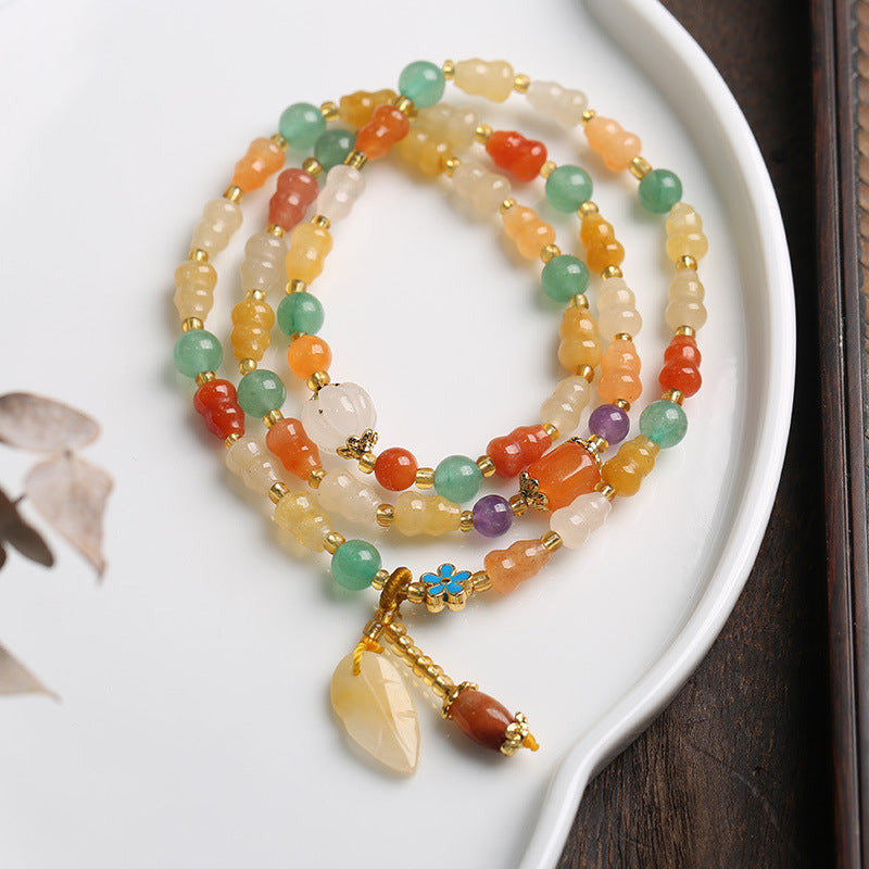 Fortune Jewel Golden Silk Jade Gourd Wealth Bracelet