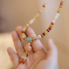 Fortune Jewel Natural Golden Silk Jade Pumpkin Charm Wealth Luck Triple Wrap Bracelet