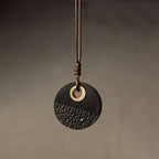 Fortune Jewel Handcrafted Round Ebony Wood Brass Copper Peace Necklace Pendant
