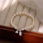 Fortune Jewel 999 Sterling Silver Lotus Flower Pod Natural Pearl Healing Bracelet