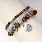 Fortune Jewel 3PCS Natural Quartz Crystal Beaded Healing Energy Lotus Bracelet