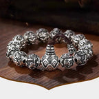 Fortune Jewel Tibetan Om Mani Padme Hum Carved Alloy Beads Amulet Bracelet