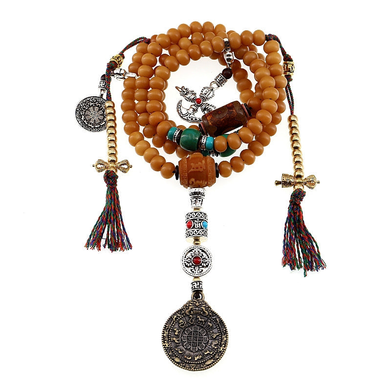 Fortune Jewel Tibet 108 Mala Beads Bodhi Seed Bagua Vajra Wealth Bracelet