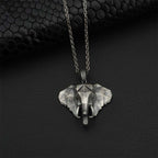 Fortune Jewel Elephant Pewter Titanium Steel Strength Necklace Pendant