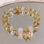 Fortune Jewel Citrine Moonstone Butterfly Charm Prosperity Protection Bracelet