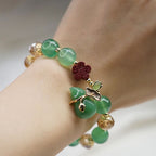 Fortune Jewel Natural Red Agate Green Agate Gourd Cinnabar Flower Beads Confidence Bracelet