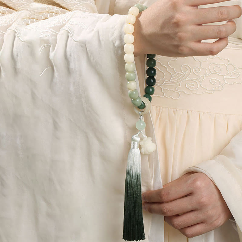 Fortune Jewel Natural Gradient Bodhi Seed Fortune Money Bag Lotus Wisdom Tassel Wrist Mala Fortune Jewel
