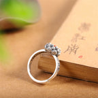 Fortune Jewel925 Sterling Silver Lotus Red Agate Confidence Blessing Ring