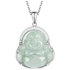Fortune Jewel Laughing Buddha Jade Luck Calm Titanium Steel Chain Necklace Pendant Fortune Jewel