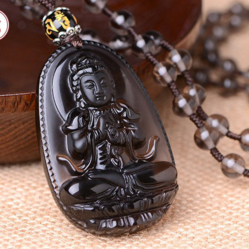 Fortune Jewel Chinese Zodiac Obsidian Protection Necklace