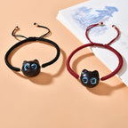 Fortune Jewel Ebony Wood Cat Head Pattern Peace King Kong Knot Braided Bracelet