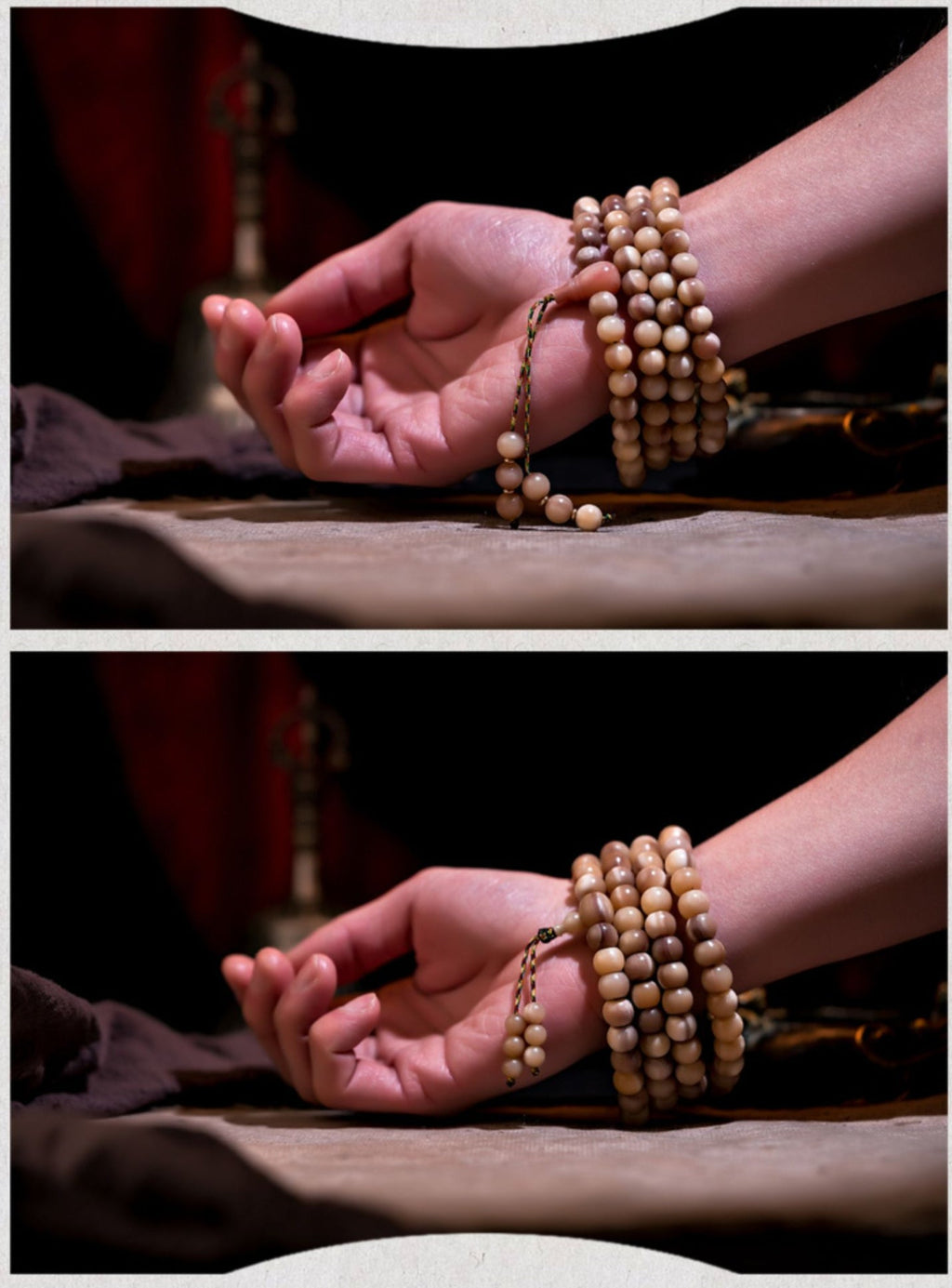 Natural Camel Bone Bracelet 108 Beads Mala for Yoga and Mindfulness