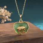 Buddha Stones Natural Jade Elephant Healing Necklace Pendant
