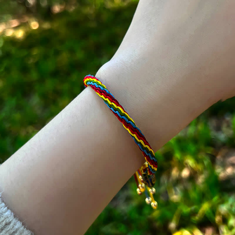 Fortune Jewel Gold Swallowing Beast Family Luck Reincarnation Knot Colorful String Bracelet
