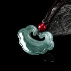 Fortune Jewel Natural Green Jade Chinese Lock Charm Luck Necklace Pendant
