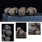 Fortune Jewel Ebony Wood Eighteen Arhats Lotus Dragon Engraved Balance Bracelet Fortune Jewel