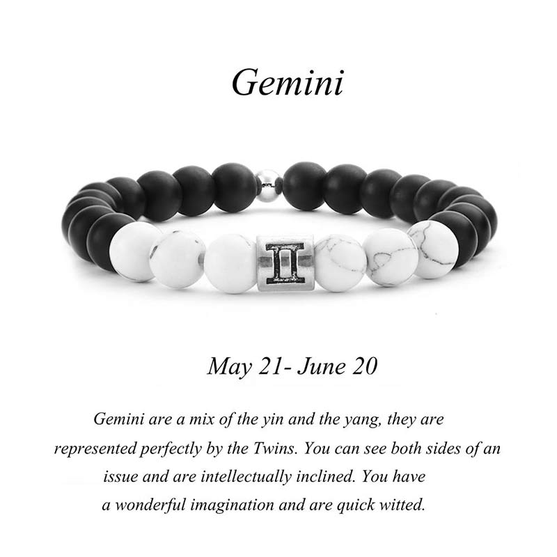 Fortune Jewel 12 Constellations of the Zodiac Natural Frosted Stone White Turquoise Bead Fortune Bracelet