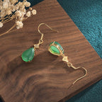 Fortune Jewel Cyan Jade Luck Drop Earrings