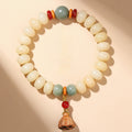 Cream-Toned White Jade Bodhi Bracelet with Boxwood Lotus Pod – Available in Single, Double Wrap, or 108 Mala