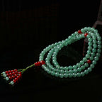 Fortune Jewel 108 Beads Green Aventurine Red Agate Luck Mala Bracelet