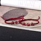 Fortune Jewel Cinnabar PiXiu Blessing Copper Coin Peace Buckle Red String Bracelet
